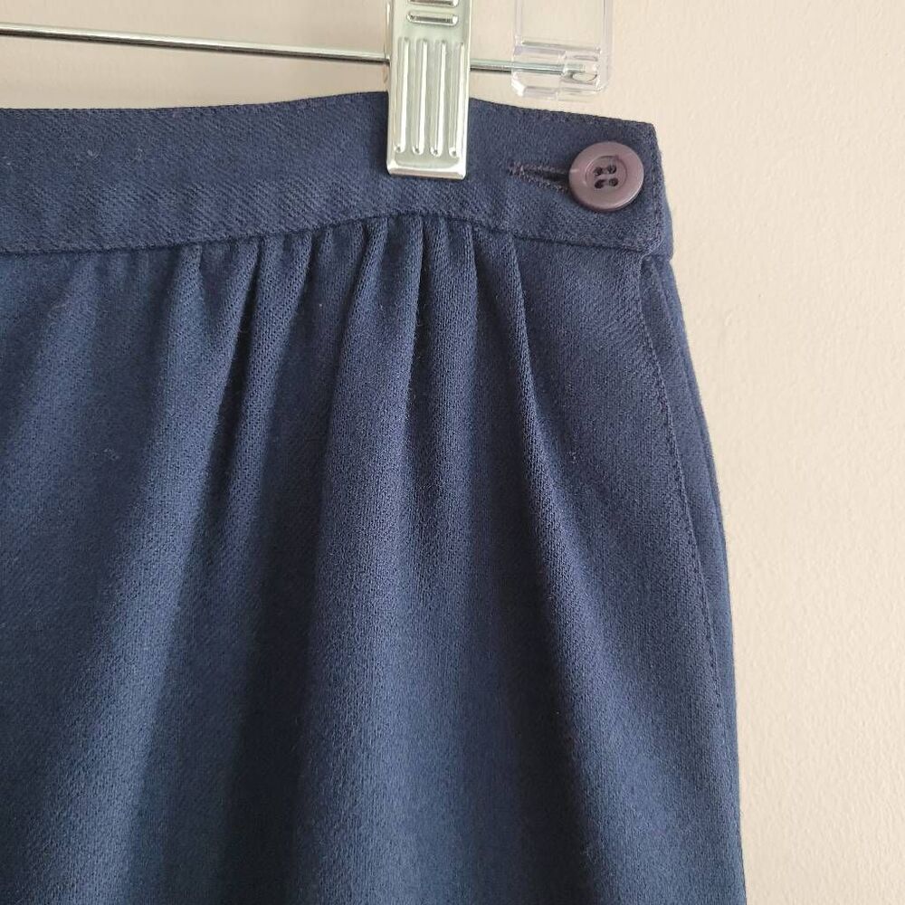 Vintage Pendleton navy blue a line 100% wool skirt size 12 academia‎ office - Picture 3 of 10